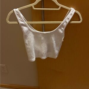 Forever 21 White Ribbed Crop Top